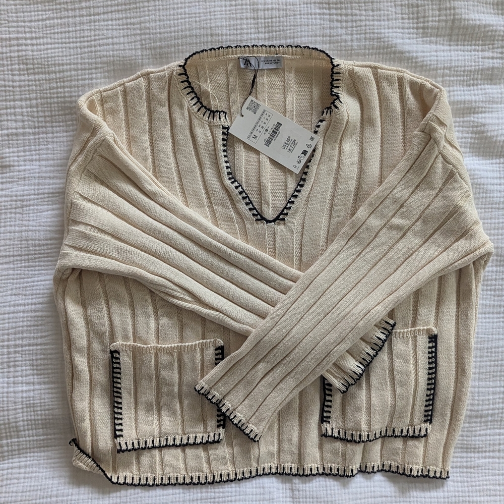 NEW Zara Cream Sweater Size Medium